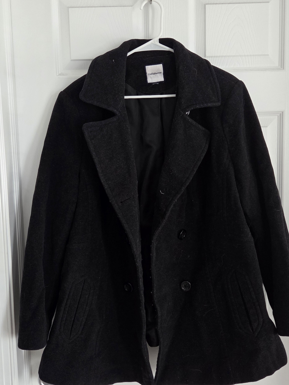croft & barrow Black Double-Breasted Wool Peacoat
